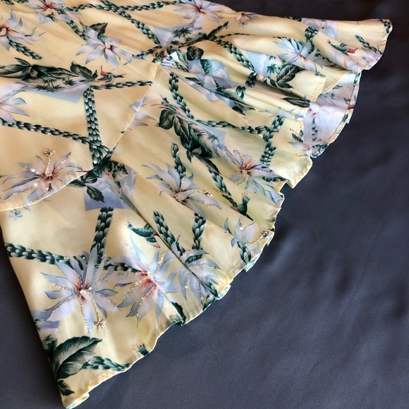 Faith Women's Skirt Full Length Floral With Ruffled Hem Yellow Green Size S - Picture 15 of 16